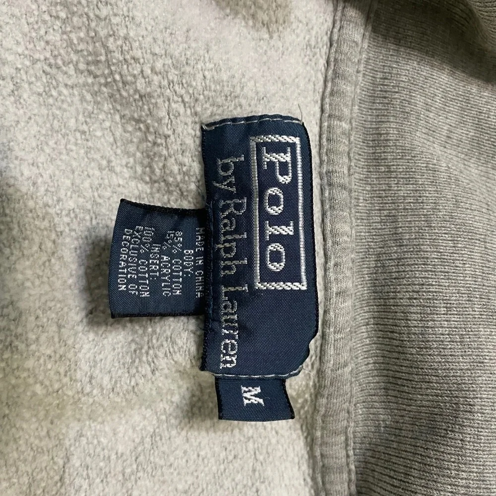 Polo Ralph Lauren Track Jacket Mens M Gray Full Zip Stripe Fleece Sweatshirt